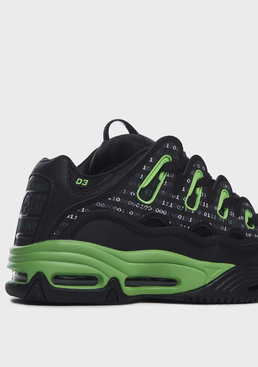 Black & Green D3 2001 Sneakers