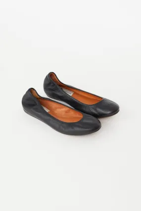 Black Leather Ballet Flat