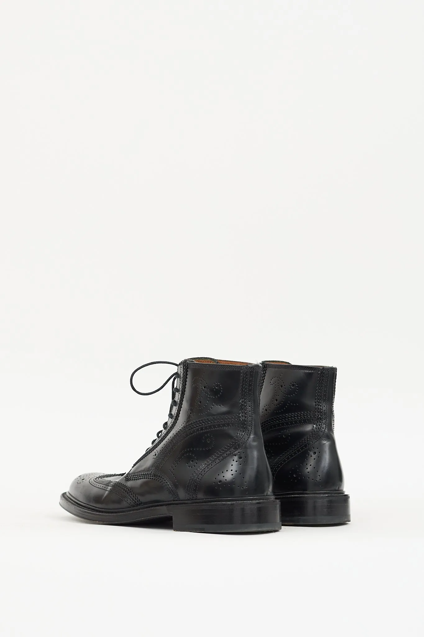 Black Leather Brogue Boot