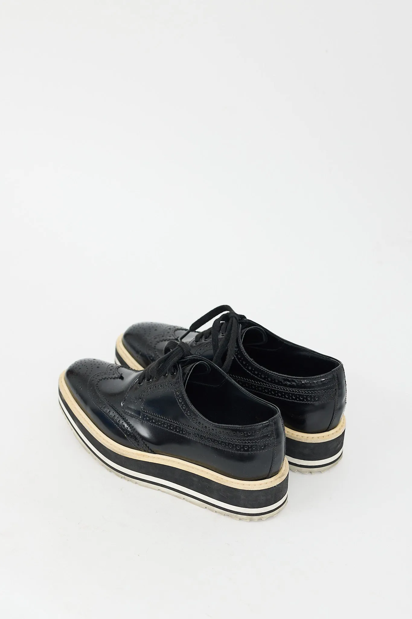Black Leather Platform Brogue