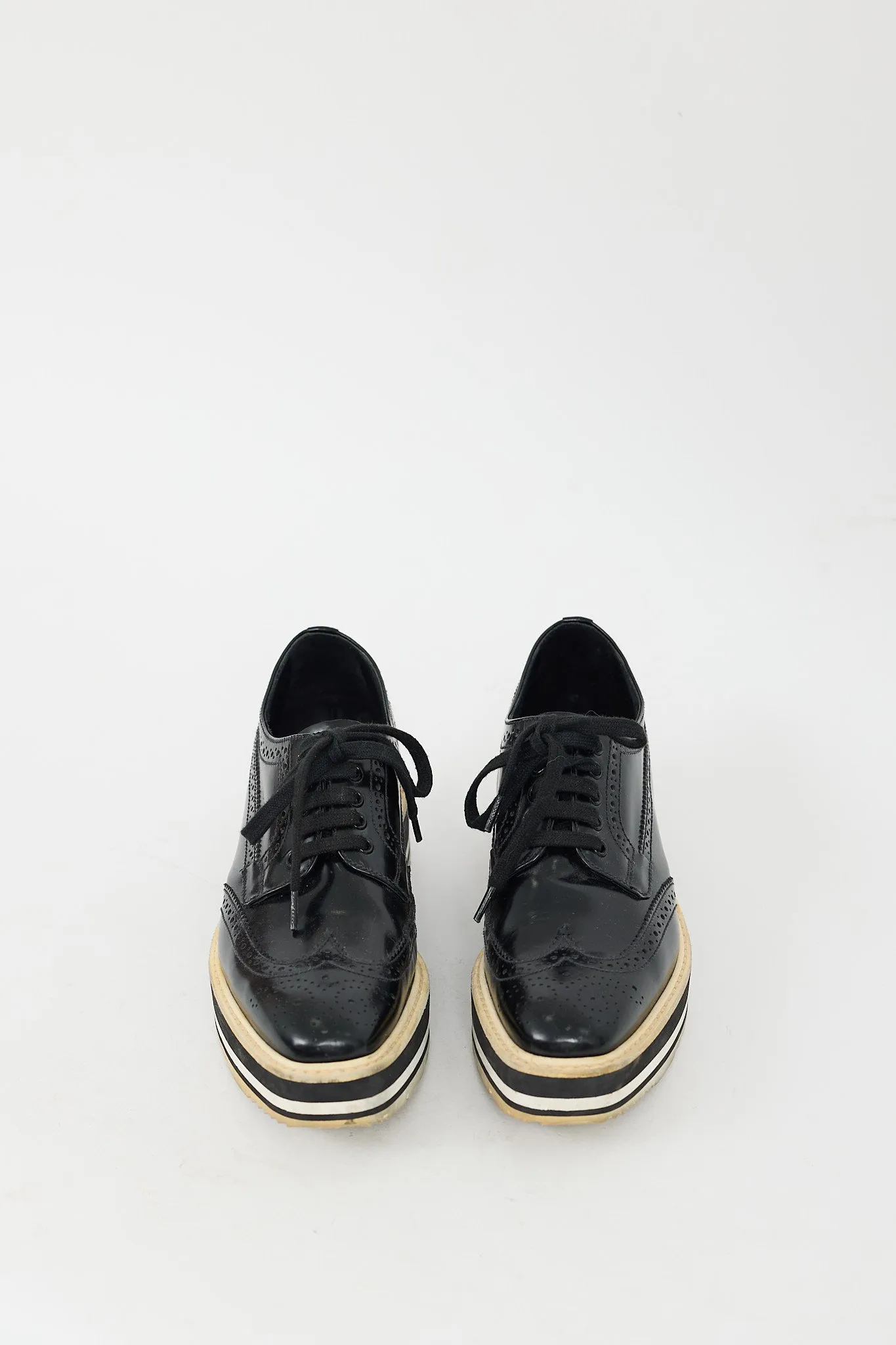 Black Leather Platform Brogue