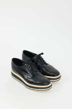 Black Leather Platform Brogue