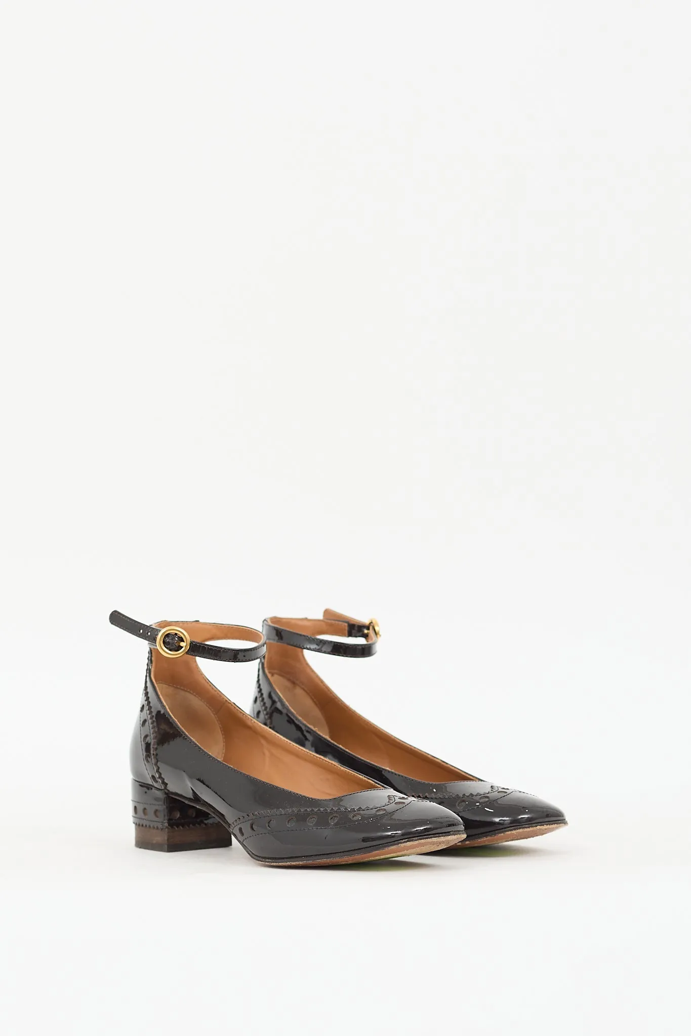 Black Patent Leather Brogue  Pump