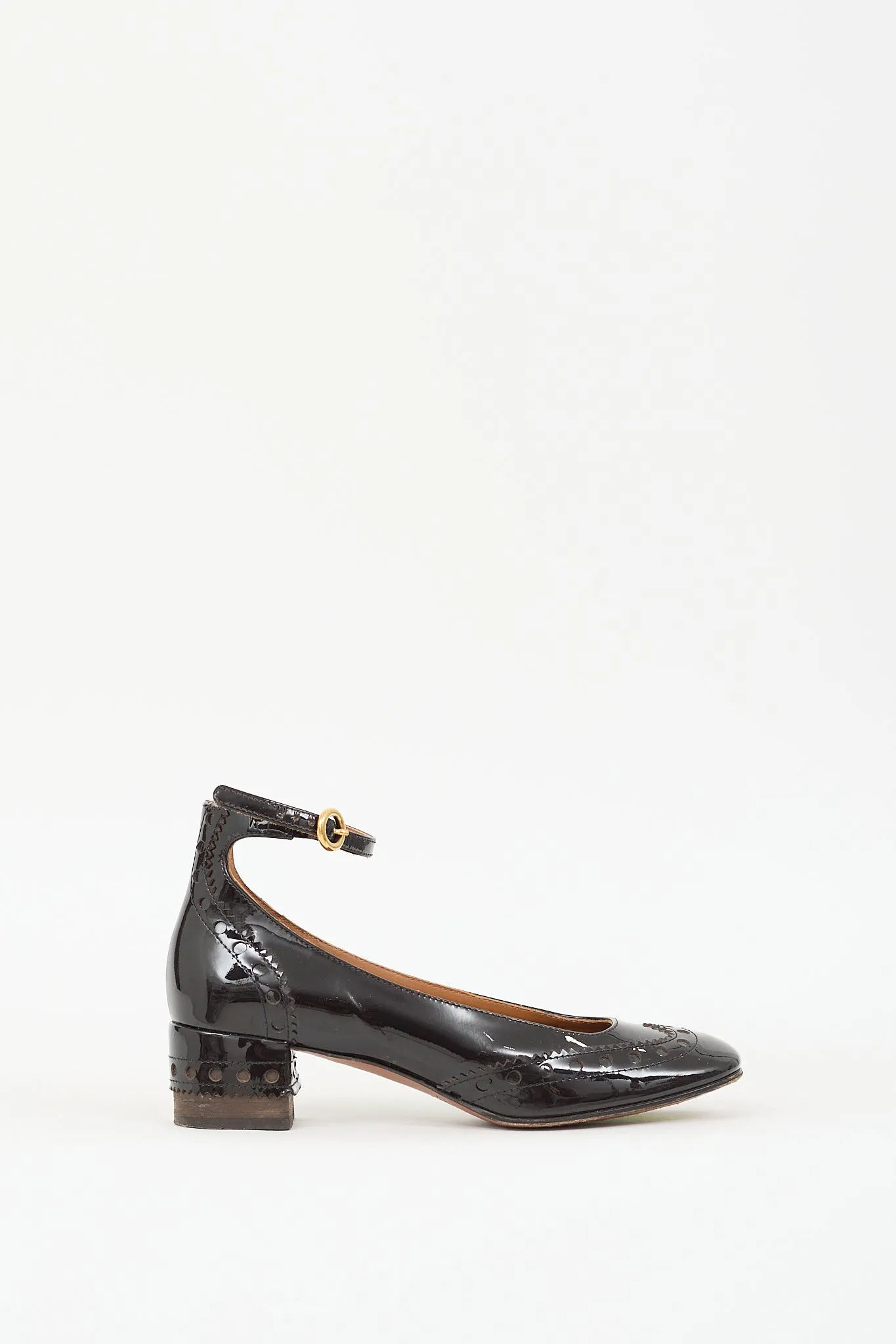 Black Patent Leather Brogue  Pump