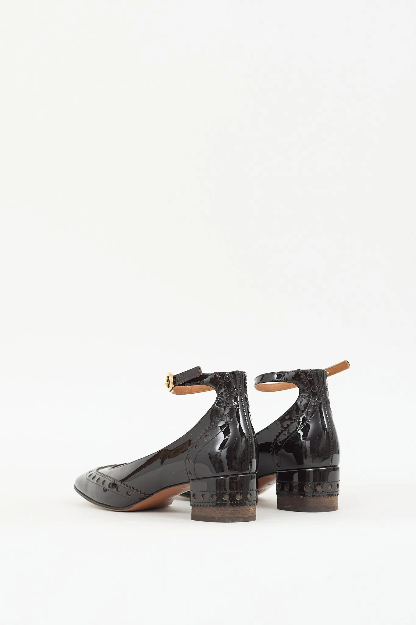 Black Patent Leather Brogue  Pump