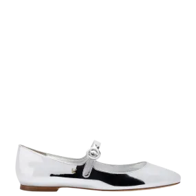 Blair Ballet Flat In Silver Specchio by Larroudé