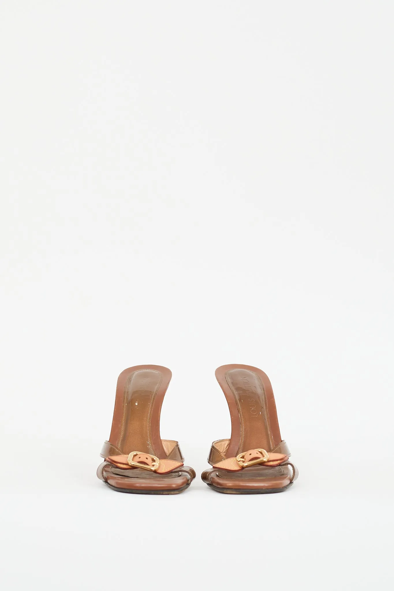 Bronze Patent Leather Heeled Sandal