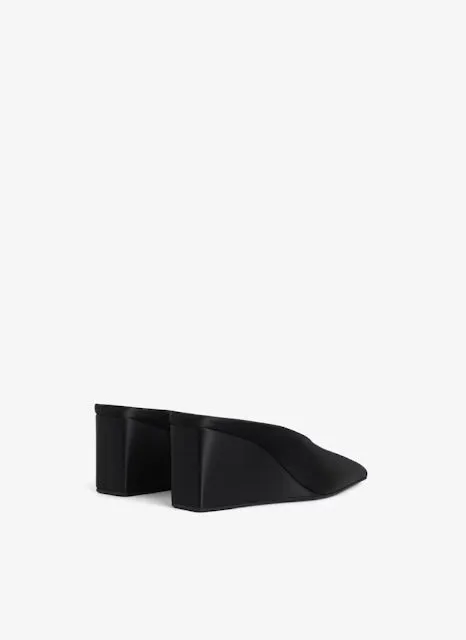 Cube Wedge Mules 75 in Black Satin