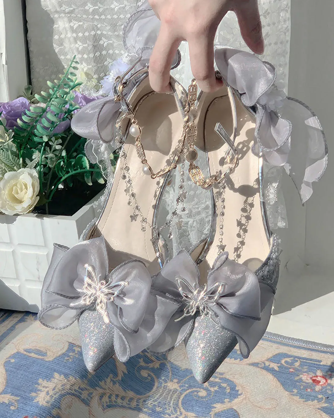 Fairy Butterfly Floral Decoration High Heels