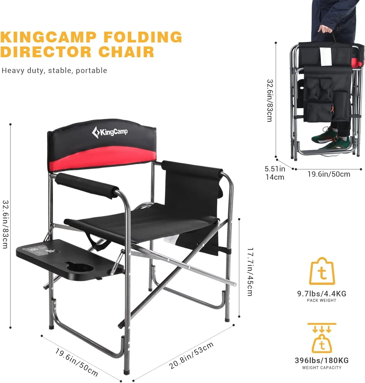 Premium Camping Throne: 400 lbs Support with Convenient Storage - Set of 2 Cozy Red La-Z-Boy Chairs for Outdoor Comfort