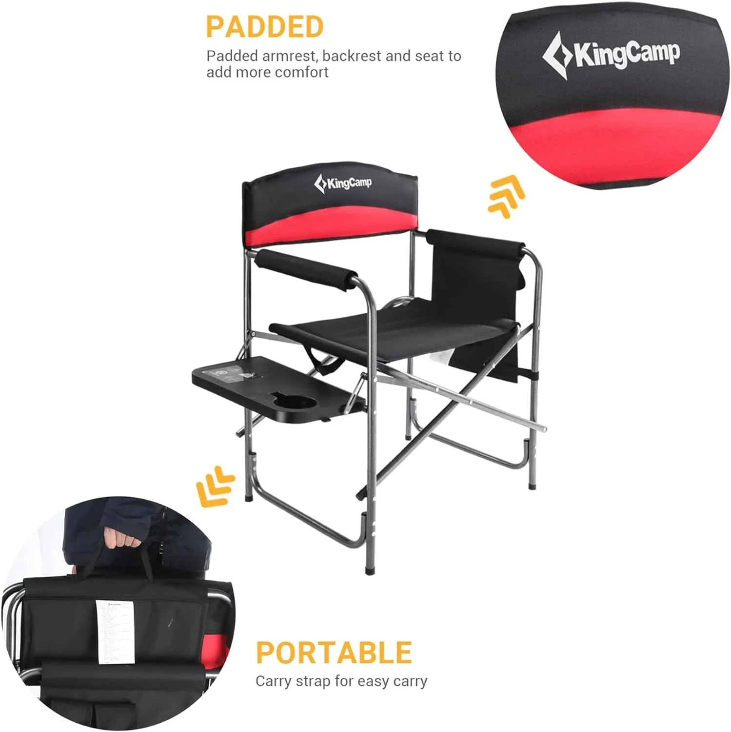 Premium Camping Throne: 400 lbs Support with Convenient Storage - Set of 2 Cozy Red La-Z-Boy Chairs for Outdoor Comfort