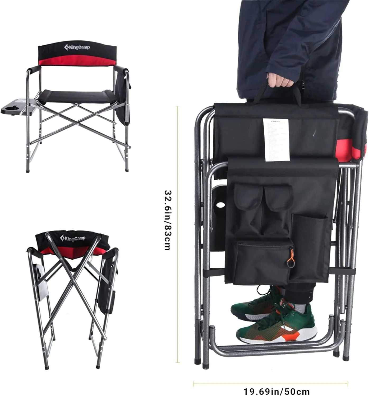 Premium Camping Throne: 400 lbs Support with Convenient Storage - Set of 2 Cozy Red La-Z-Boy Chairs for Outdoor Comfort