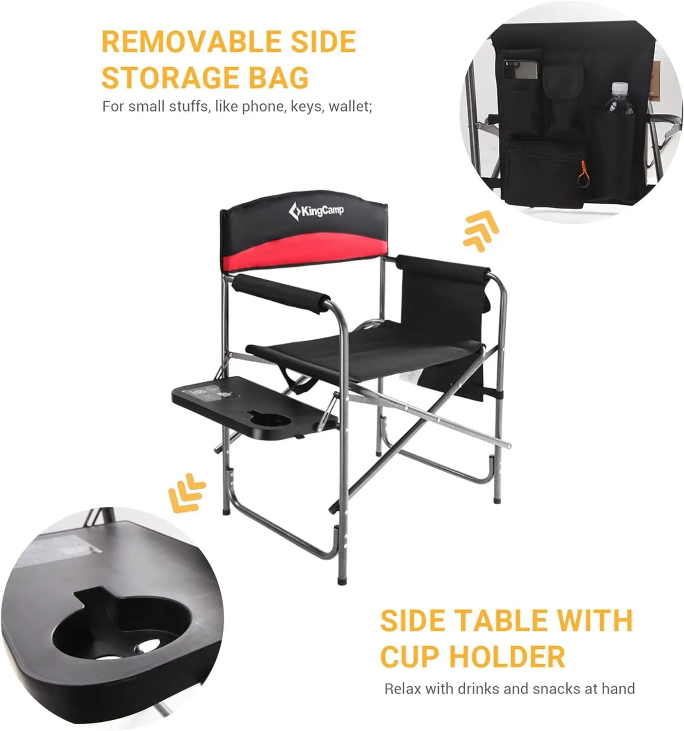 Premium Camping Throne: 400 lbs Support with Convenient Storage - Set of 2 Cozy Red La-Z-Boy Chairs for Outdoor Comfort