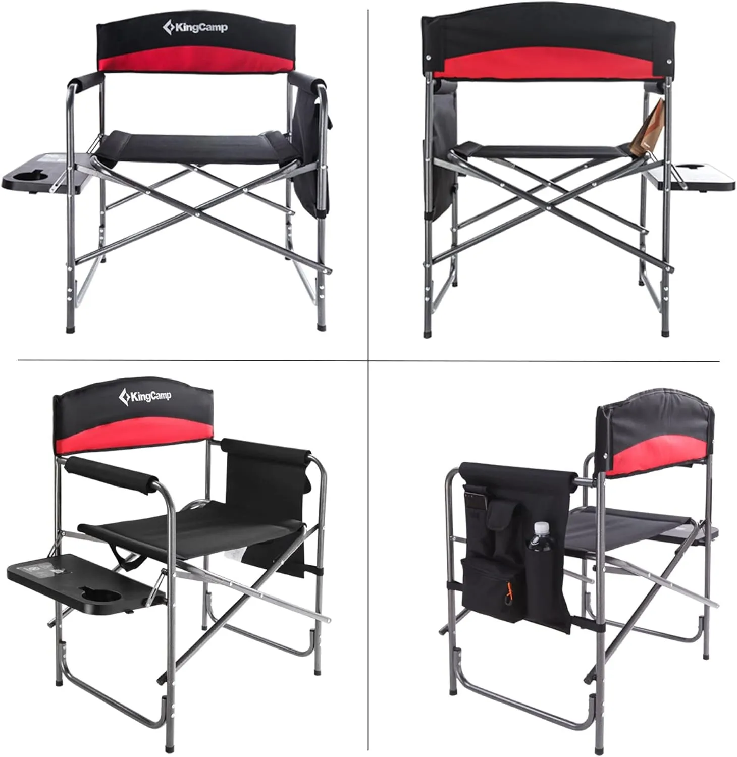 Premium Camping Throne: 400 lbs Support with Convenient Storage - Set of 2 Cozy Red La-Z-Boy Chairs for Outdoor Comfort