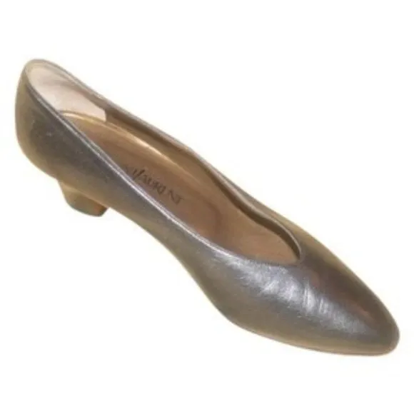 Saint Laurent Vintage MOD Silver Pewter Almond Toe Heels