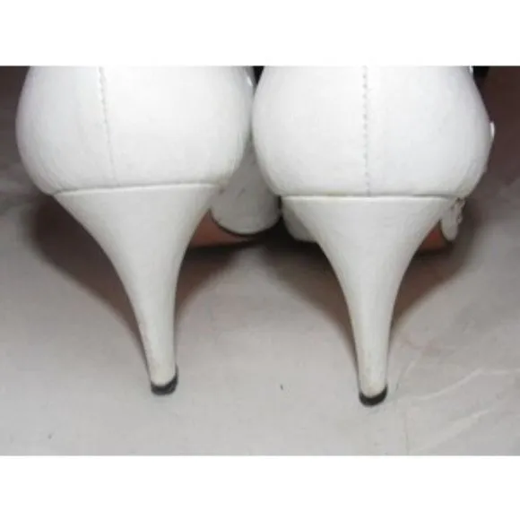 Saint Laurent Vintage White Ostrich Almond Toe Heels