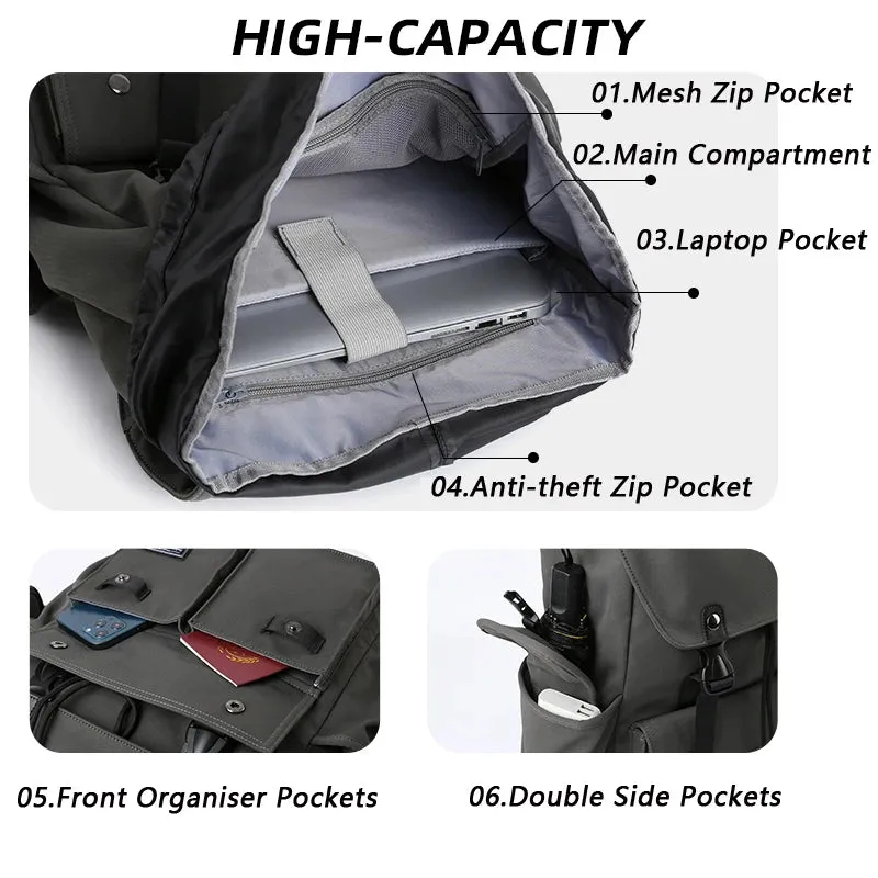 UAKISS  -   Fashion Drawstring Backpack for Men Oxford Waterproof 17.3 inch Laptop Mochila Large Capacity Travel Durable College Backpack