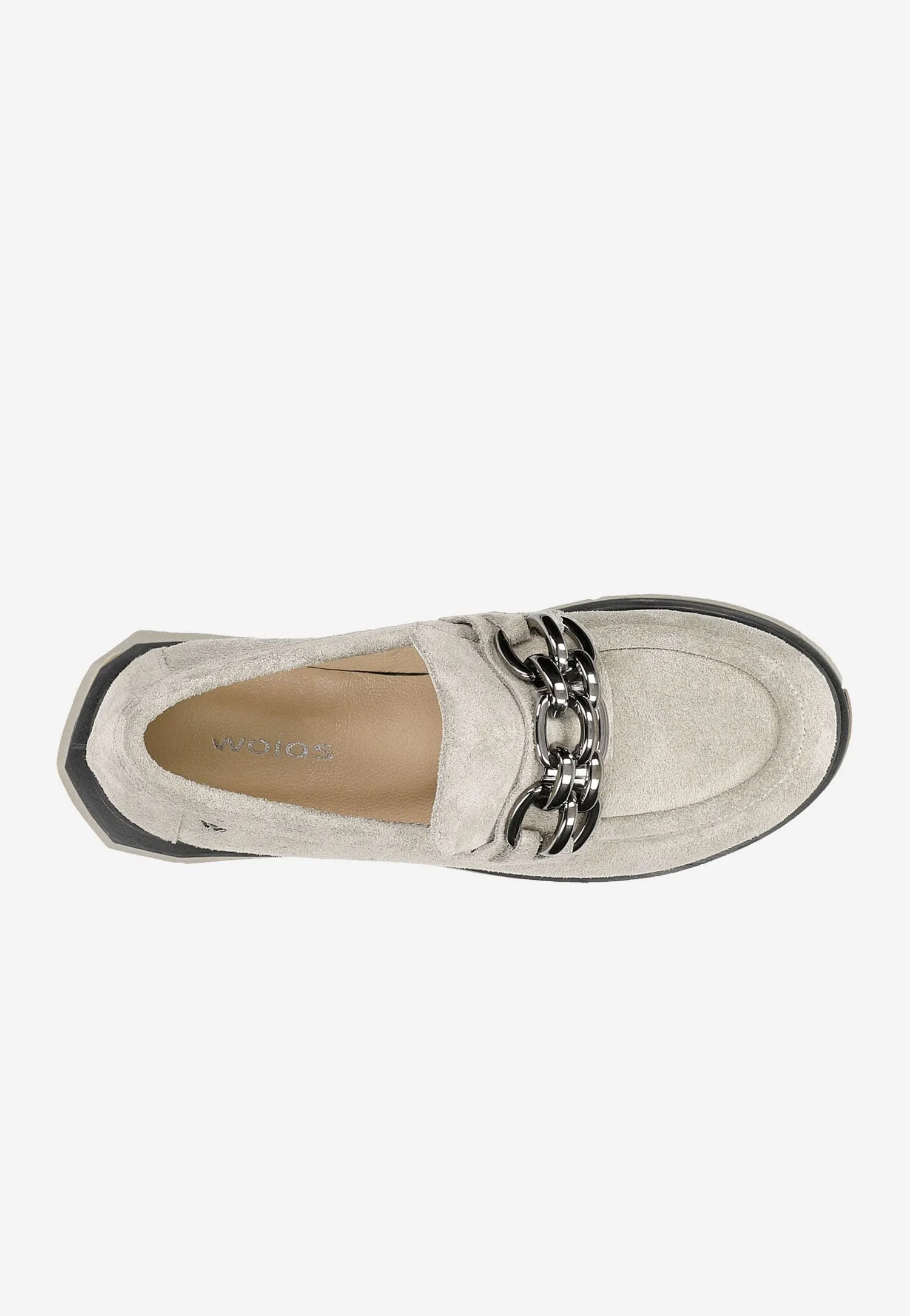 Wojas Beige Leather Loafers with Two-color Soles | 4617664