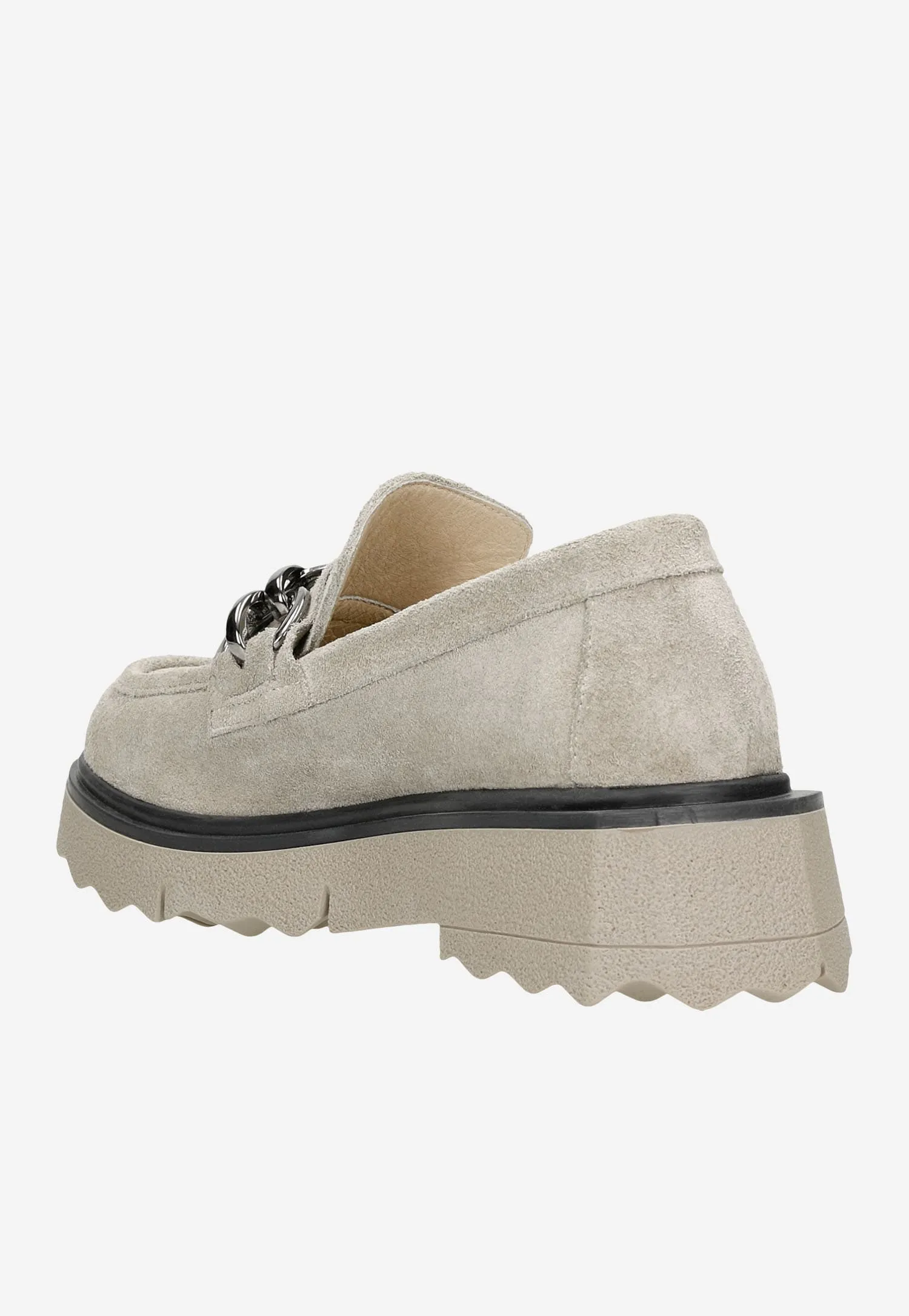 Wojas Beige Leather Loafers with Two-color Soles | 4617664