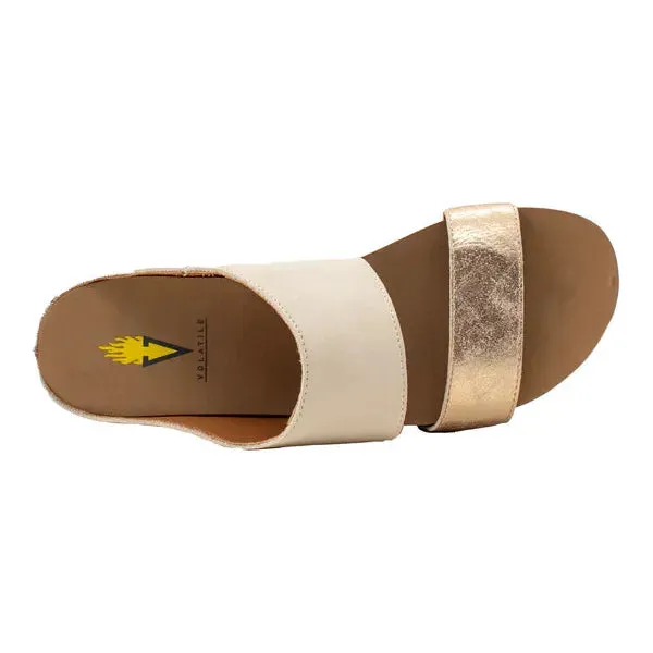 Women's Very Volatile Gold and Ivory Sandal PV1003-IVORY