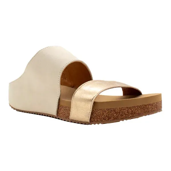 Women's Very Volatile Gold and Ivory Sandal PV1003-IVORY
